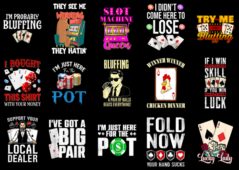 15 Poker Shirt Designs Bundle For Commercial Use Part 3, Poker T-shirt, Poker png file, Poker digital file, Poker gift, Poker download, Poke
