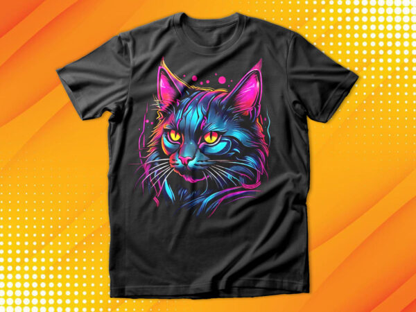 Neon cat t-shirt