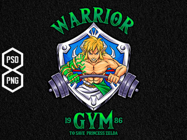 Warrior gym t shirt design for sale