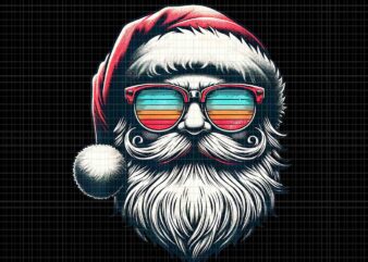 Santa Face Retro Sunglasses Christmas Xmas Men Women Kids Png, Santa Christmas Png, Santa Png, Santa Sunglasses Png t shirt template vector