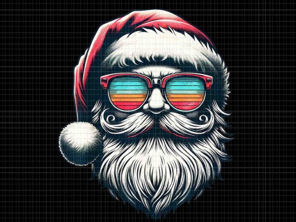 Santa face retro sunglasses christmas xmas men women kids png, santa christmas png, santa png, santa sunglasses png t shirt template vector