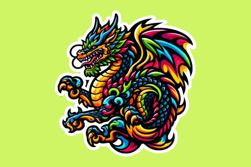 Dragon colorful sticker PNG Sublimation