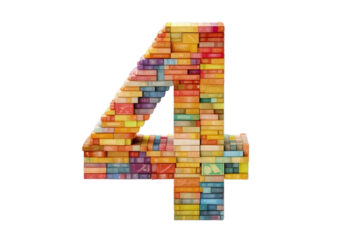 Number – 4 made of books isolated T shirt vector artwork