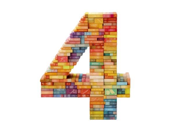 Number – 4 made of books isolated T shirt vector artwork