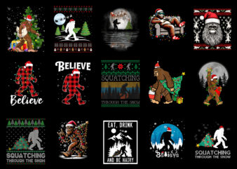 15 Bigfoot Christmas Shirt Designs Bundle For Commercial Use Part 4, Bigfoot Christmas T-shirt, Bigfoot Christmas png file, Bigfoot Christma