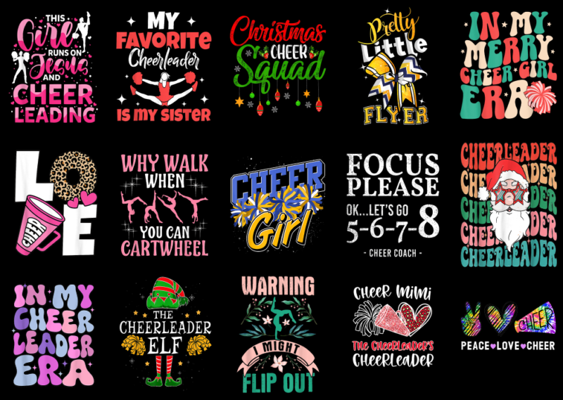 15 Cheerleading Shirt Designs Bundle For Commercial Use Part 4, Cheerleading T-shirt, Cheerleading png file, Cheerleading digital file, Chee