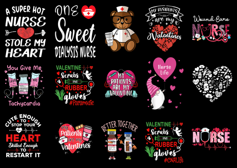 15 Nurse Valentine Shirt Designs Bundle For Commercial Use Part 4, Nurse Valentine T-shirt, Nurse Valentine png file, Nurse Valentine digita