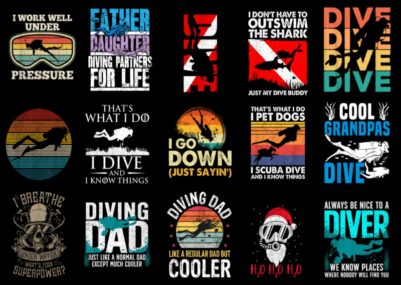 15 Scuba Shirt Designs Bundle For Commercial Use Part 4, Scuba T-shirt, Scuba png file, Scuba digital file, Scuba gift, Scuba download, Scub