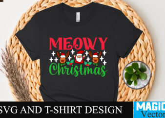 Meowy Christmas SVG Cut File t shirt designs for sale