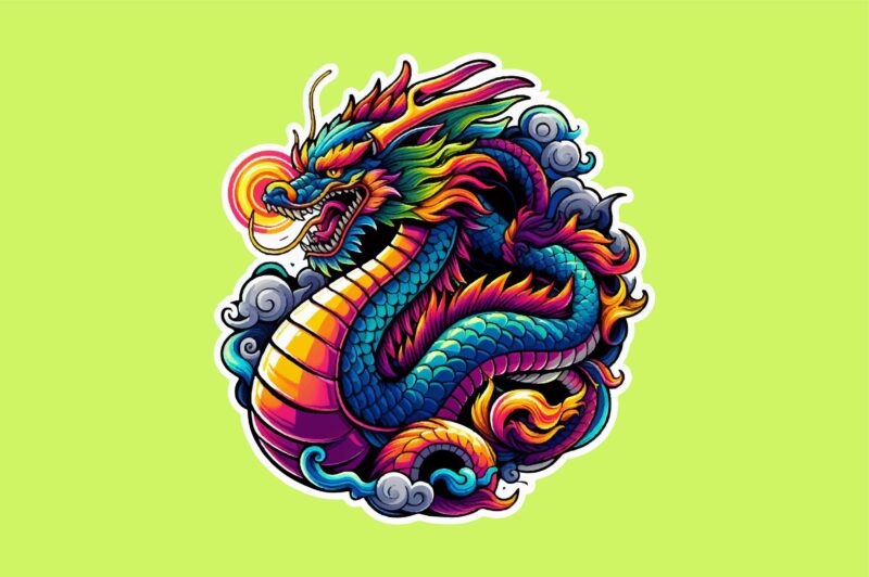 Dragon colorful sticker PNG Sublimation