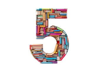 Number – 5 made of books isolated T shirt vector artwork