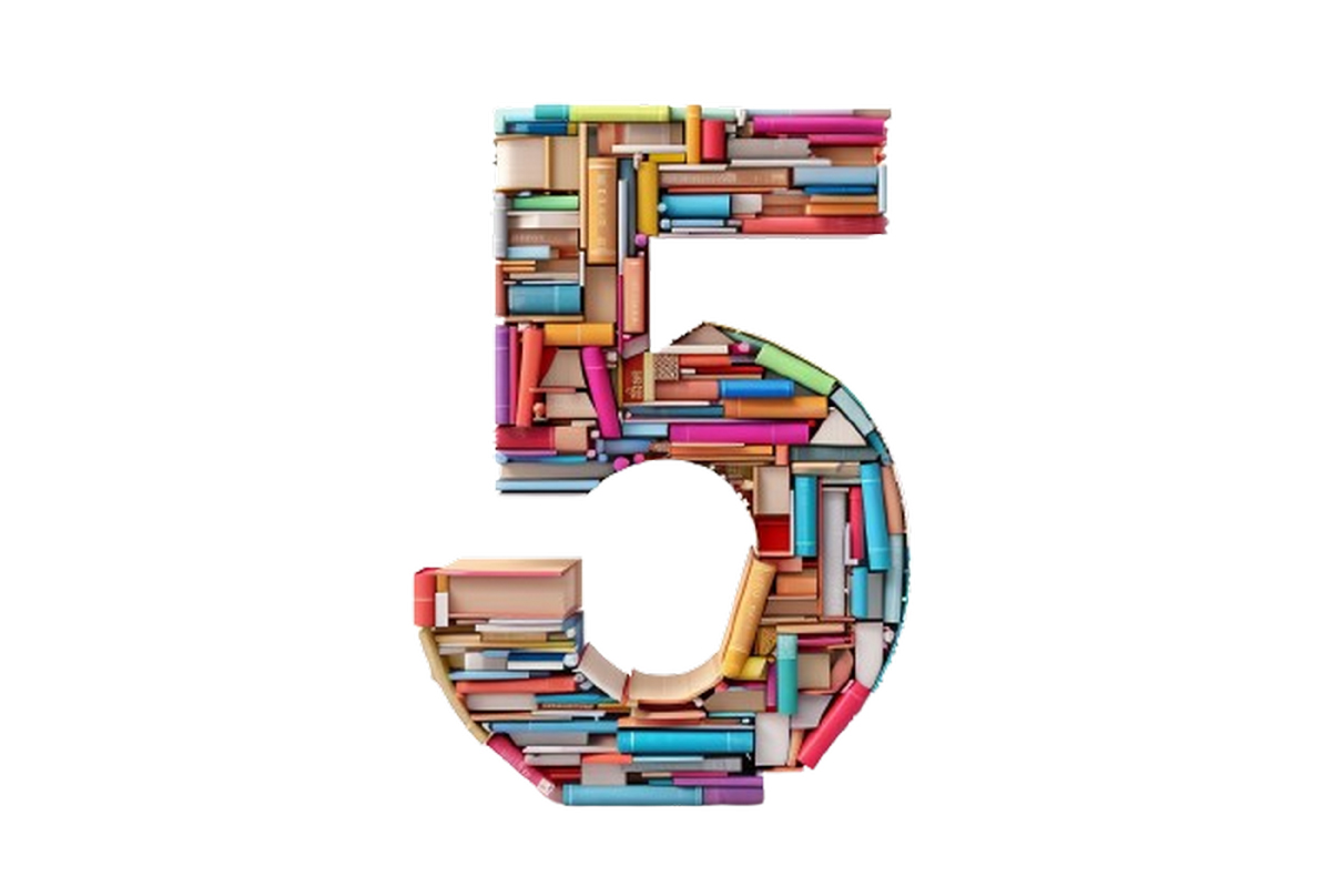 Number - 5 made of books isolated - Buy t-shirt designs