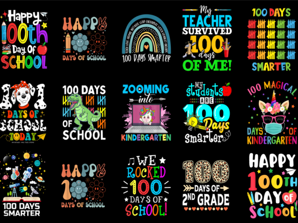 15 100 days of school shirt designs bundle for commercial use part 12, 100 days of school t-shirt, 100 days of school png file, 100 days of