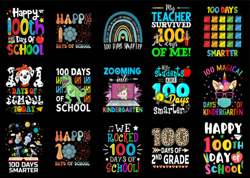 15 100 Days of School Shirt Designs Bundle For Commercial Use Part 12, 100 Days of School T-shirt, 100 Days of School png file, 100 Days of