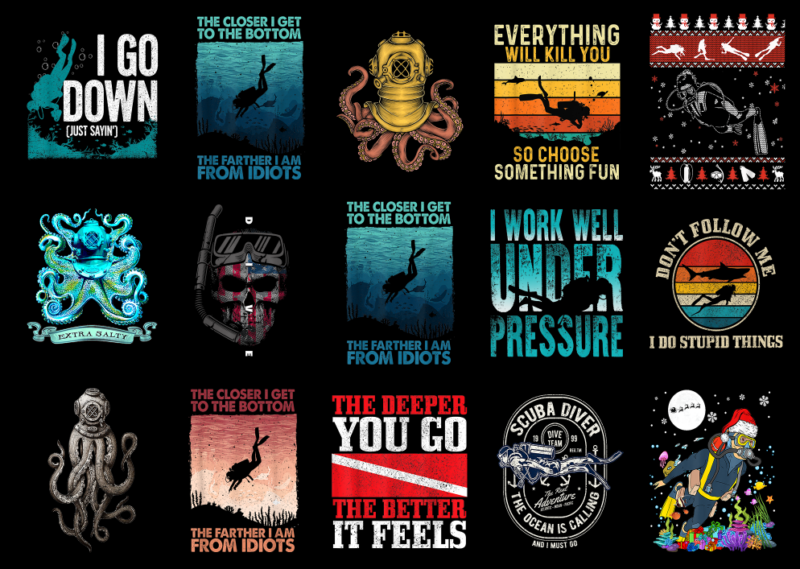 15 Scuba Shirt Designs Bundle For Commercial Use Part 5, Scuba T-shirt, Scuba png file, Scuba digital file, Scuba gift, Scuba download, Scub