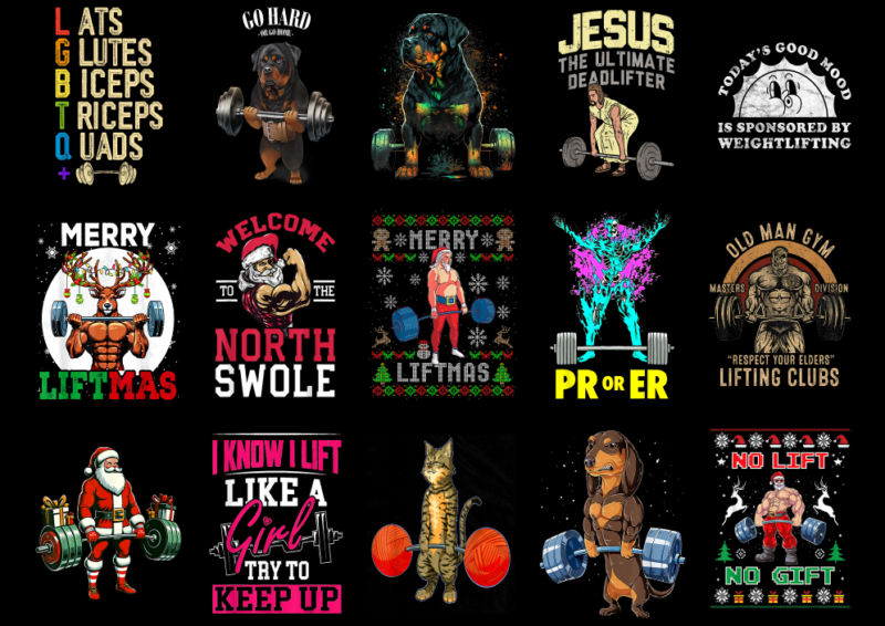 15 Weightlifting Shirt Designs Bundle For Commercial Use Part 5, Weightlifting T-shirt, Weightlifting png file, Weightlifting digital file,