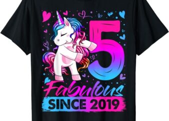 5 Years Old Flossing Unicorn Gifts 5th Birthday Girl Party T-Shirt