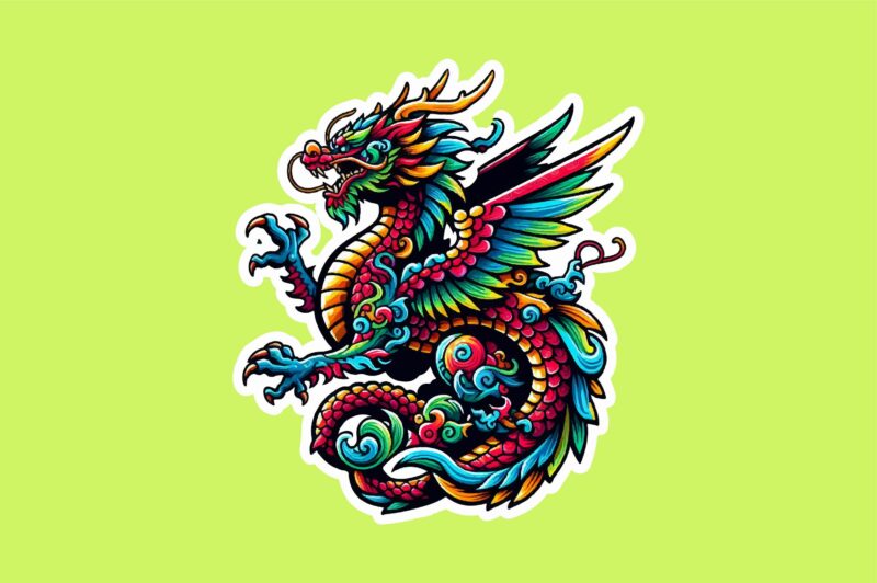 Dragon colorful sticker PNG Sublimation