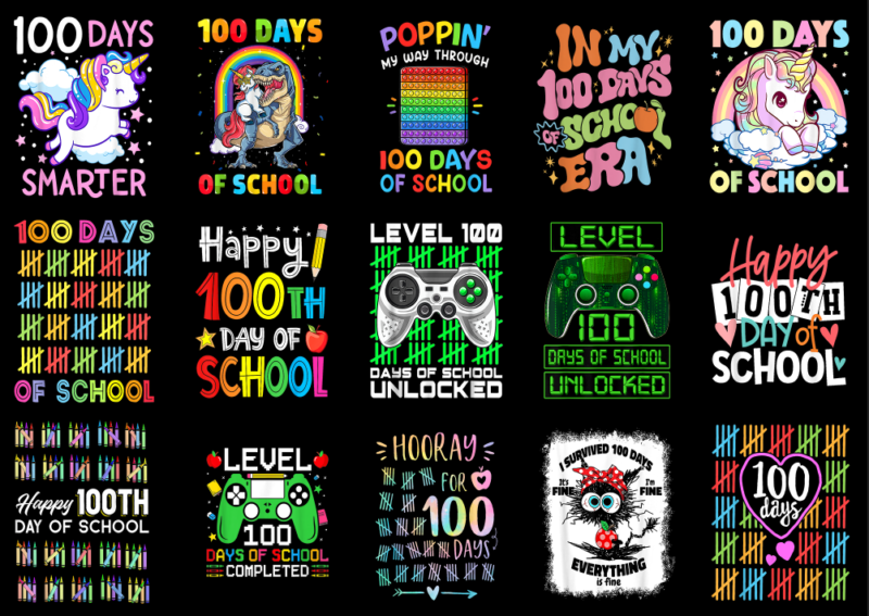 15 100 Days of School Shirt Designs Bundle For Commercial Use Part 6, 100 Days of School T-shirt, 100 Days of School png file, 100 Days of S