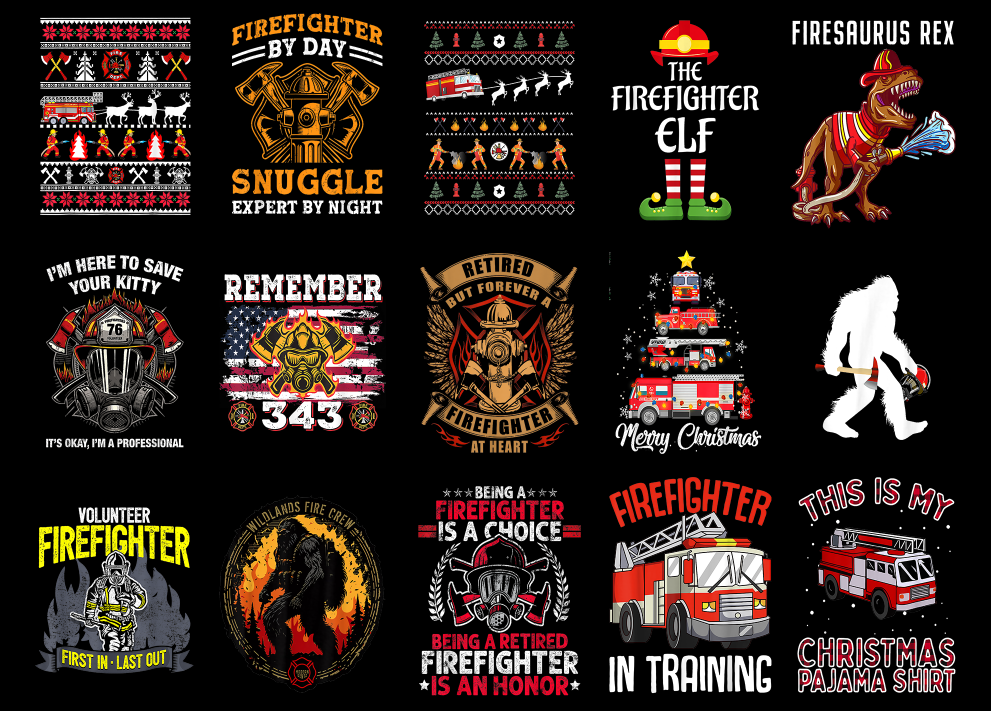 15 Fireman Shirt Designs Bundle For Commercial Use Part 6, Fireman T ...