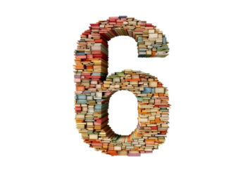 Number – 6 made of books isolated T shirt vector artwork