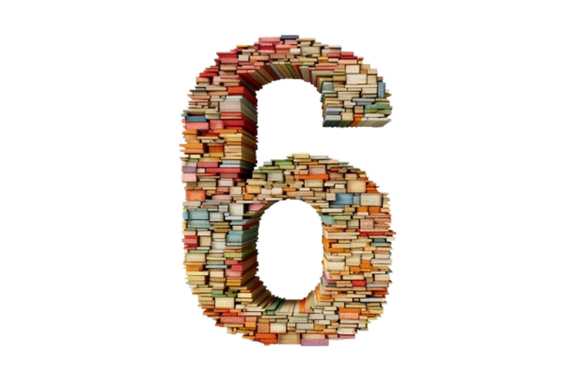 Number – 6 made of books isolated