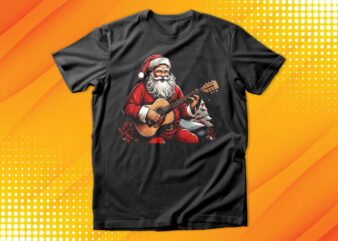 Santa with Guitar T-Shirt