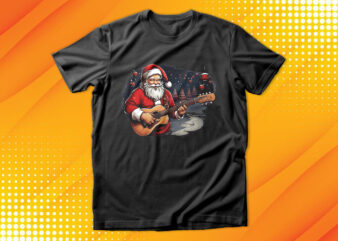 Santa with Guitar T-Shirt