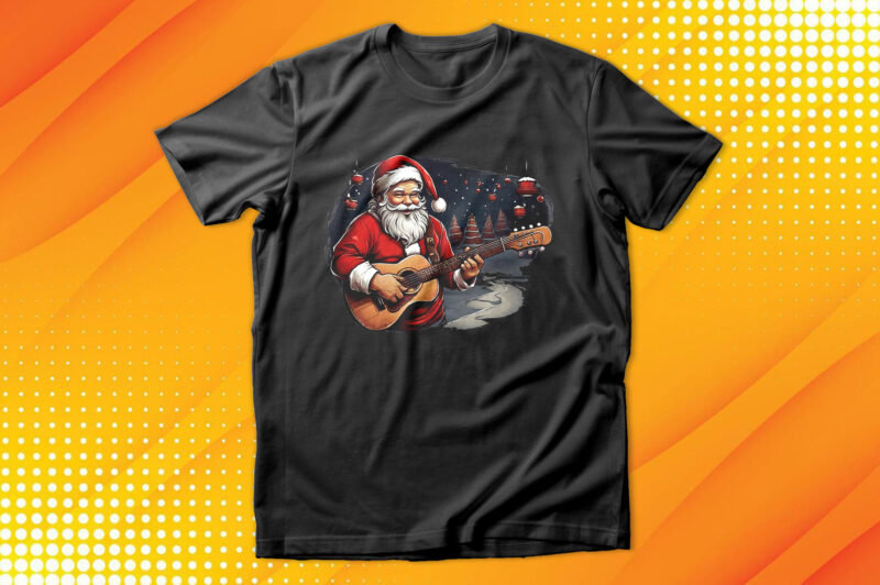 Santa with Guitar T-Shirt