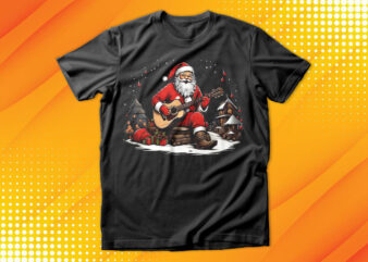 Santa with Guitar T-Shirt