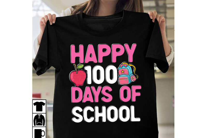 100 Days Of School T-Shirt Design Bundle, 100 Days Of School SVG Bundle, Teacher SVG Bundle, Happy 100 Days Of School T-Shirt Design , 100