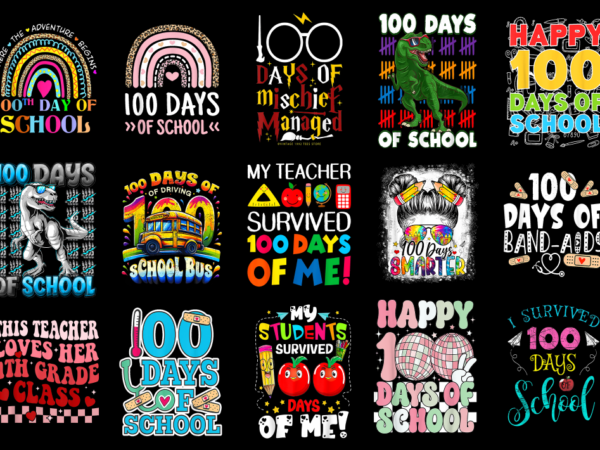 15 100 days of school shirt designs bundle for commercial use part 7, 100 days of school t-shirt, 100 days of school png file, 100 days of s