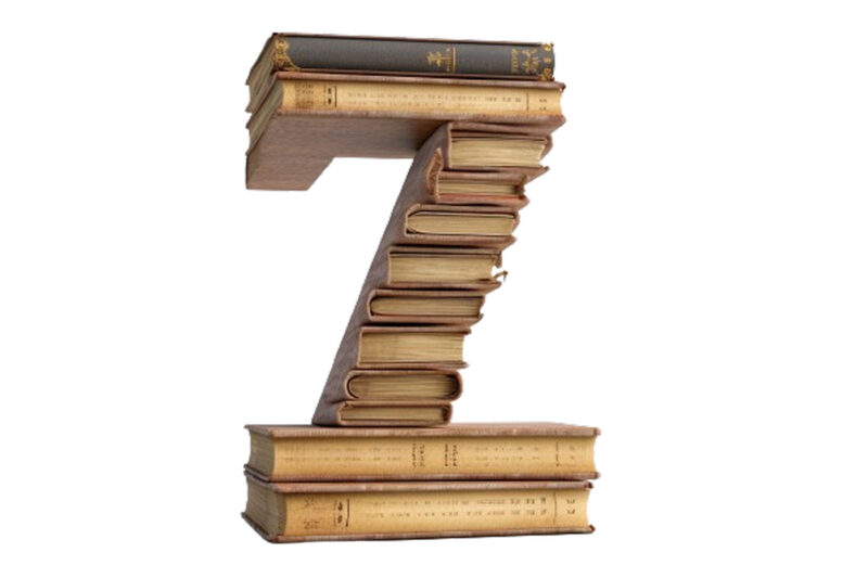 Number – 7 made of books isolated