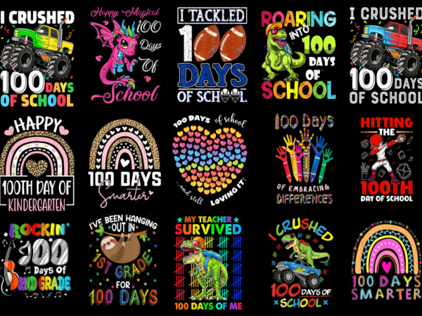 15 100 days of school shirt designs bundle for commercial use part 14, 100 days of school t-shirt, 100 days of school png file, 100 days of