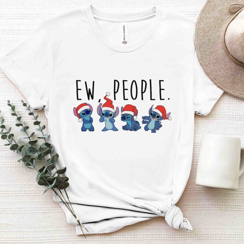 Stitch Ew People Cute Wear Hat Christmas Funny Design PNG Digital Shirt