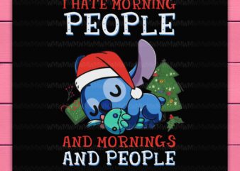 Stitch lazy christmas i hate morning people stitch christmas hat design png