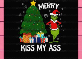 Grinch Funny Merry Kiss My As Christmas Tree Design PNG Shirt Merry Christmas