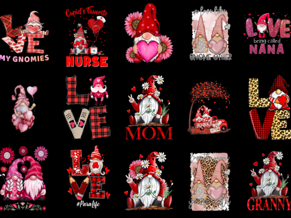 15 valentine gnome shirt designs bundle for commercial use part 8, valentine gnome t-shirt, valentine gnome png file, valentine gnome digita