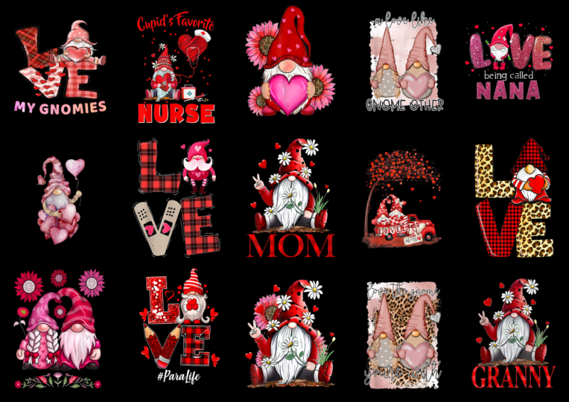 15 VALENTINE GNOME Shirt Designs Bundle For Commercial Use Part 8, VALENTINE GNOME T-shirt, VALENTINE GNOME png file, VALENTINE GNOME digita