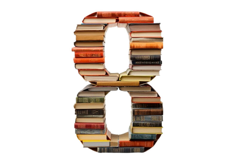 Number 0 through 9 made of books clipart