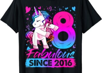 8 Years Old Flossing Unicorn Gifts 8th Birthday Girl Party T-Shirt