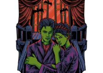 Dracula couple t shirt vector illustration