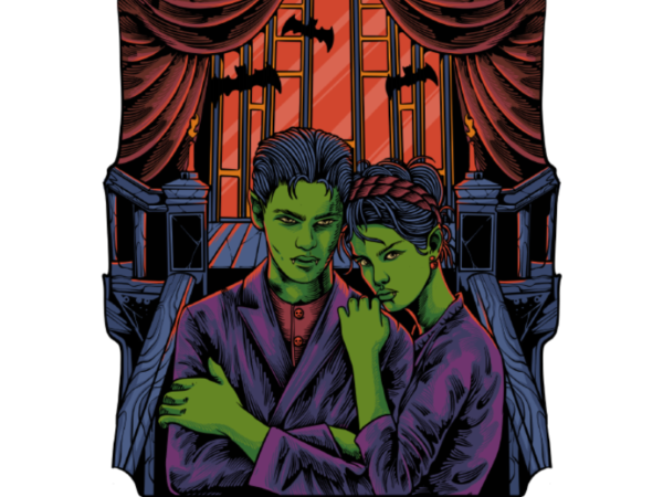 Dracula couple t shirt vector illustration