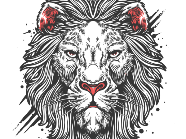Lion white t shirt vector graphic
