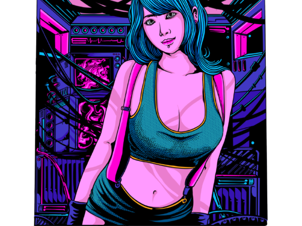 Cyberpunk girl t shirt vector file