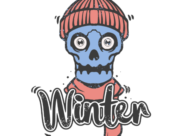Winter skull t shirt design for sale