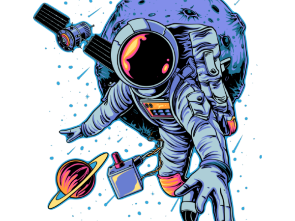 Astronaut blue t shirt vector