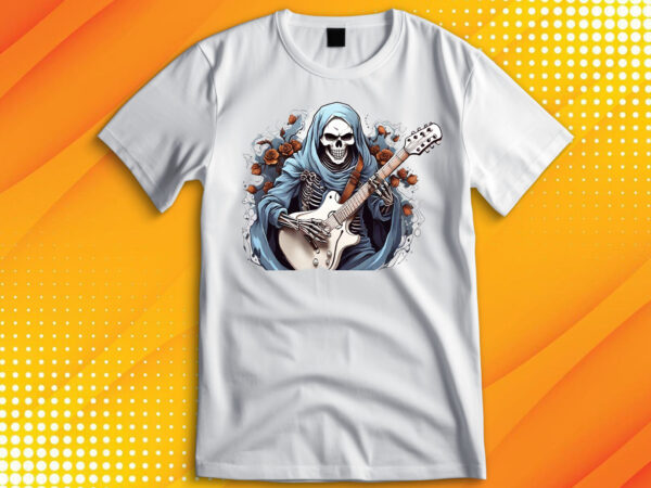 Skeleton playing guitar t-shirt