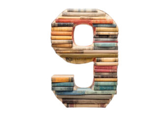 Number – 9 made of books isolated