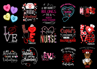 15 Nurse Valentine Shirt Designs Bundle For Commercial Use Part 9, Nurse Valentine T-shirt, Nurse Valentine png file, Nurse Valentine digita